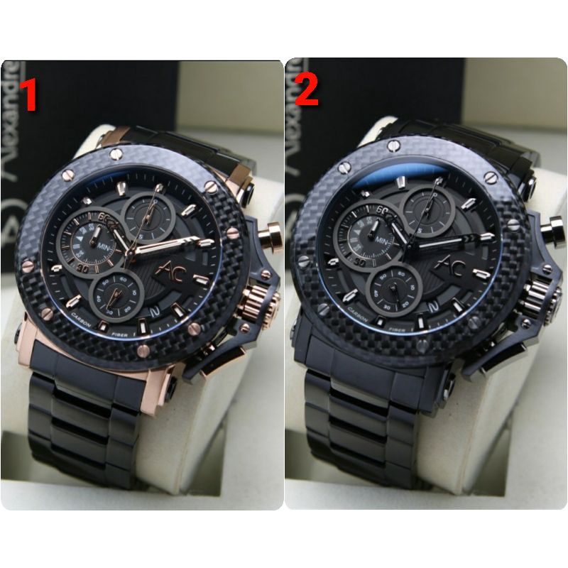 ORIGINAL GARANSI RESMI 1 TAHUN JAM TANGAN PRIA ALEXANDRE CHRISTIE CHRONOGRAPH RANTAI STAINLESS STEEL