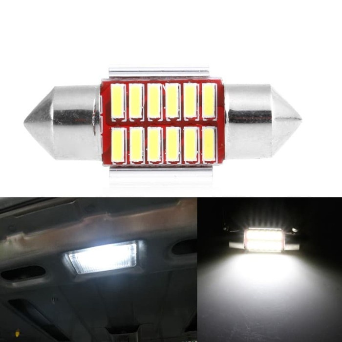 Lampu Mobil Headlight LED Canbus 4014 12SMD 31mm 1 PCS - White