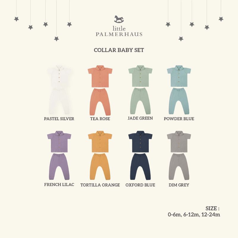 Little Palmerhaus COLLAR BABY SET /SETELAN BABY ANAK 0-24m / Setelan BAJU PENDEK+CELANA PANJANG