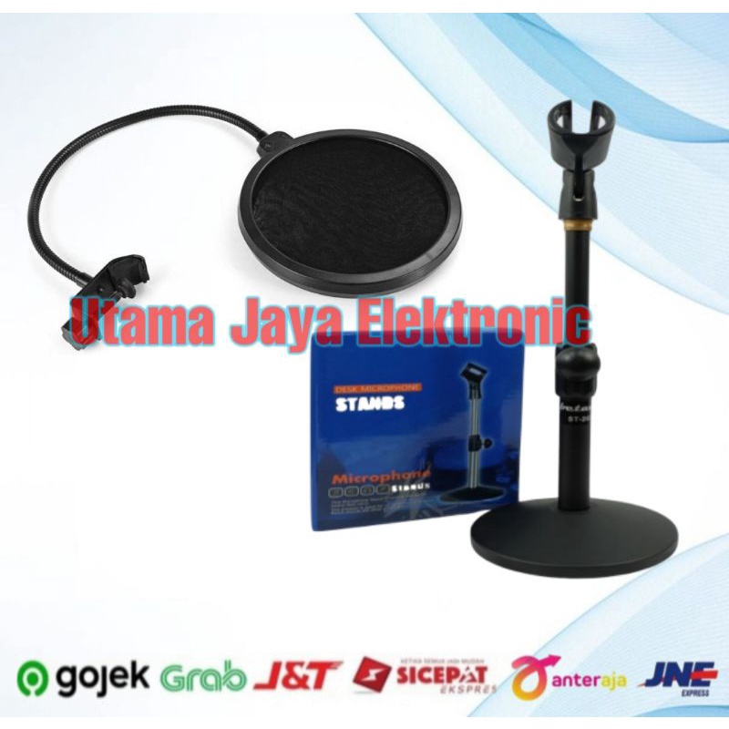 Paket Mikrofon BM8000 Soundcard Mixer V8s Bluetooth Stand Meja Pop Filter Rekaman Terbaik