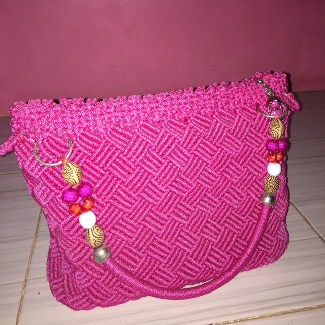 Tas pink fanta rajut