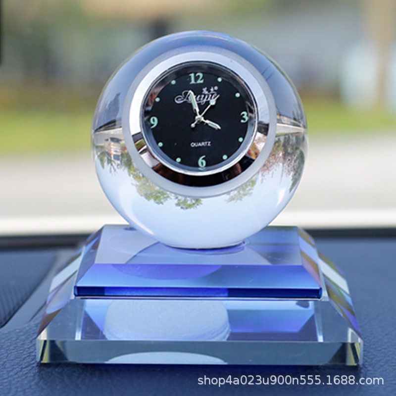 Parfum Mobil Car Air Freshner Unik Crystal LED Pajangan Dashboard Cantik Mewah Dengan Jam Aktif Parfum mobil Pajangan Mobil Interior Mobil Crystal LED Dashboard Pengharum Mobil Jam Analog Hitam Biru