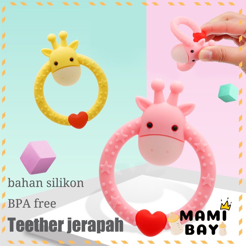 OKEYI Jerapah teether bayi/gigitan bayi silikon/mainan gigitan bayi