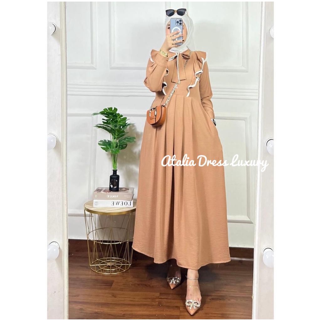 Atalia Dress Luxury Crinkle Airflow Kombinasi Renda/ LARISA DRES