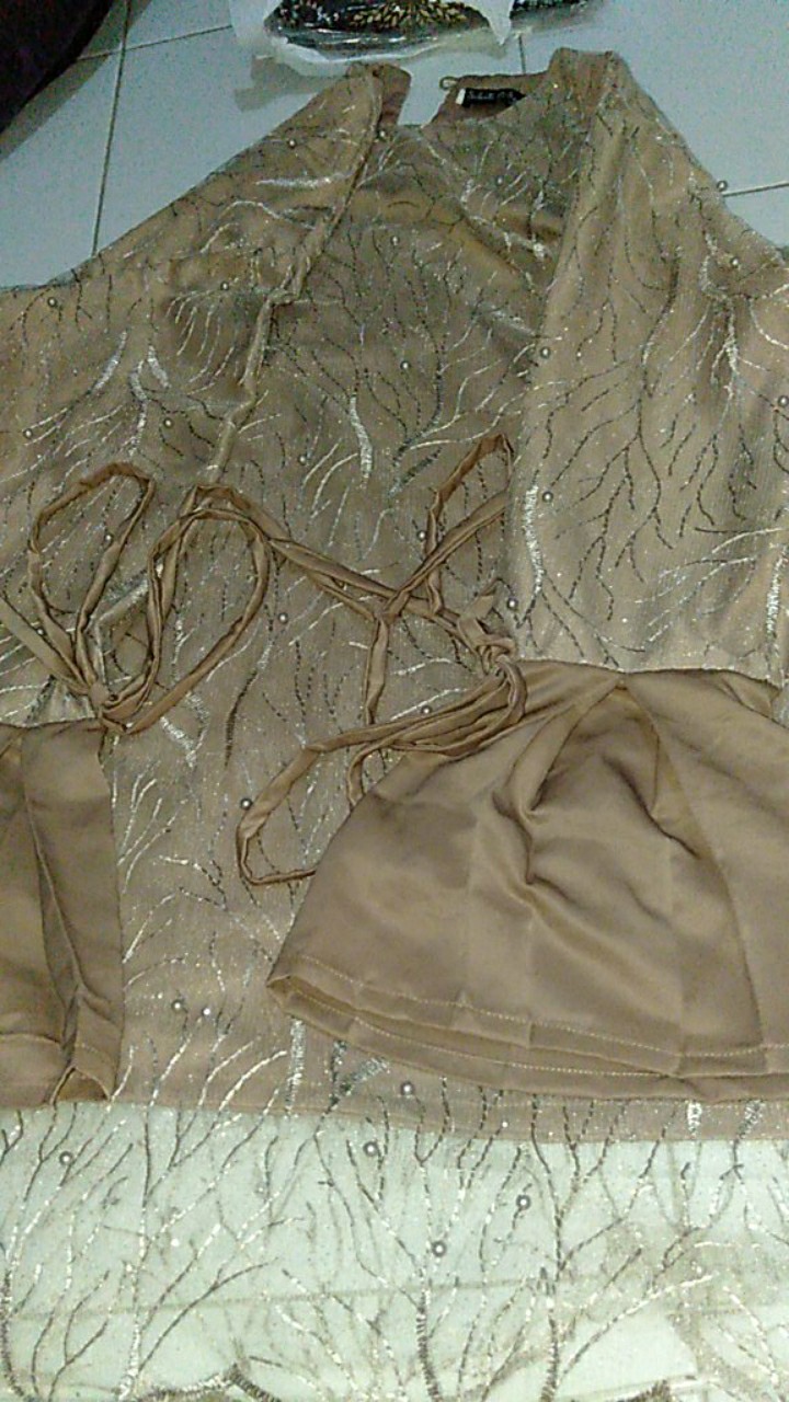 Set Batik Couple Muthia Brown (kemeja, Rok Span, Dan Kebaya Free Slendang)