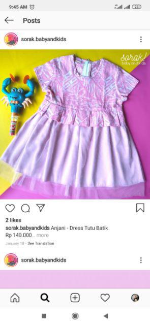 Anjani - Dress Tutu Batik Anak Biru
