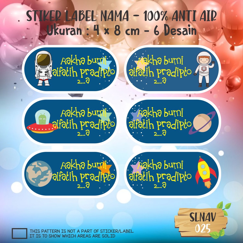 

sticker label nama anak kartun putri cute lucu princess super hero kupu-kupu SLNAV 025