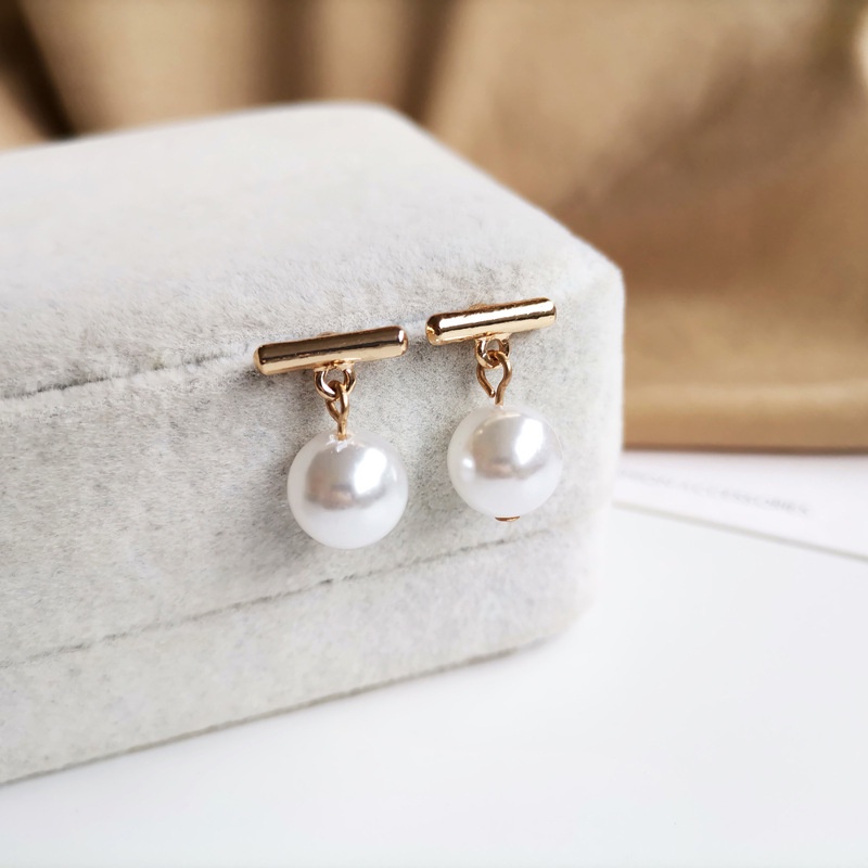 Anting Tusuk Sterling Silver 925 Desain Simple Unik Hias Mutiara Untuk Wanita