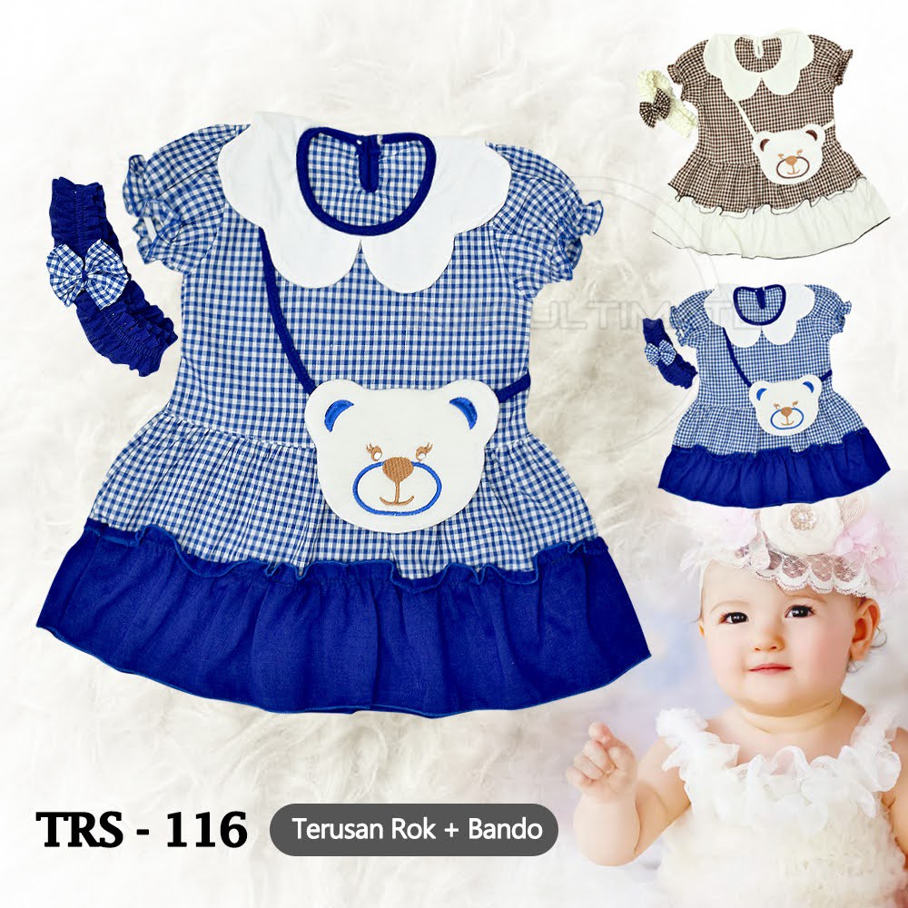 Dress Bayi Motif Animal Lucu (0-9 bulan) Bonus Bandana Baju Bayi Perempuan TRS-116