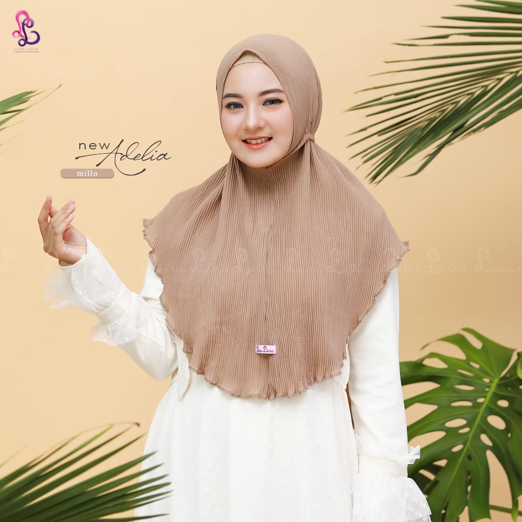 Linalivia Hijab kekinian terbaru Adelia instan plisket diamond crepe preimum
