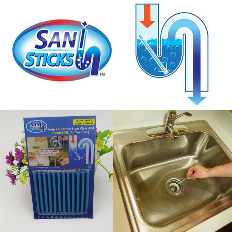 Sani Stick Anti Sumbat Stik Drain Pembersih Pewangi Wastafel Saluran Pipa Air Bau Mampet Toilet Sani Sticks