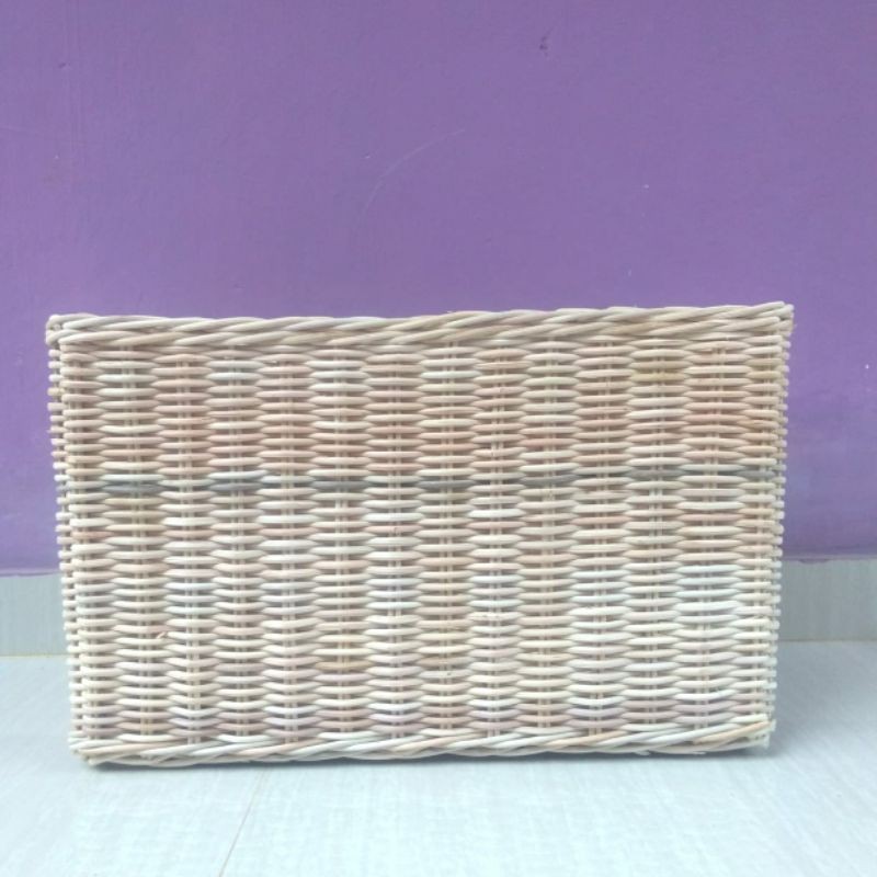 Keranjang persegi panjang kotak rotan penyimpanan 50x30x30 cm