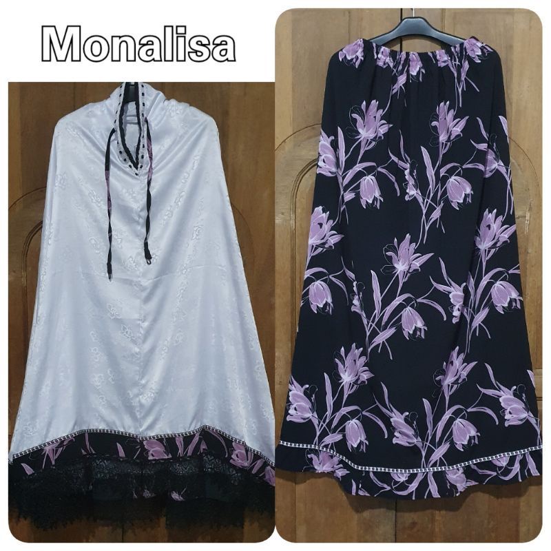 mukena mutiara Santri, Mukena Atas Bawah, Mukena Santri Renda Hitam, Mukena Mutiara Bawahan Monalisa