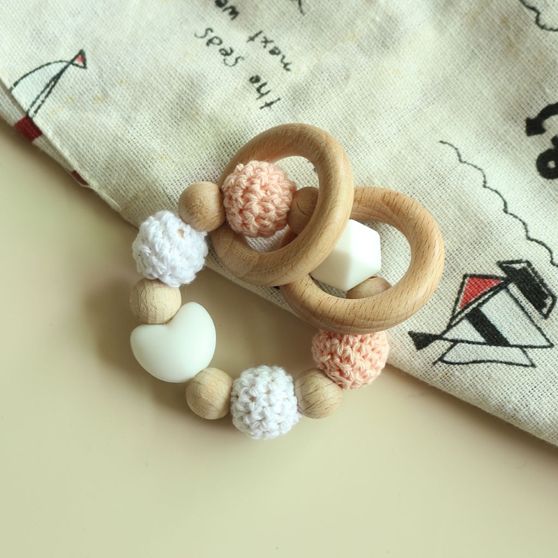 Mary 3pcs / Set Mainan Gelang Teether Bayi Newborn Bahan Kayu Crochet Desain Rusa