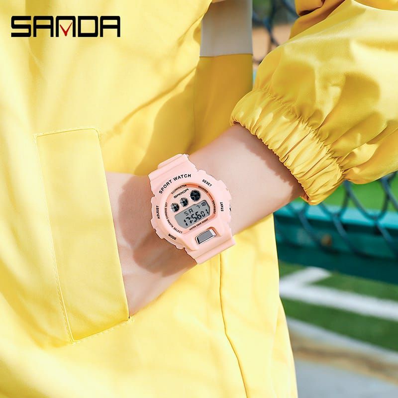 SANDA 2018 WARNA FAVORIT PILIHAN Jam Tangan Wanita Pria Digital Sport EL Backlight Tali Rubber Anti air