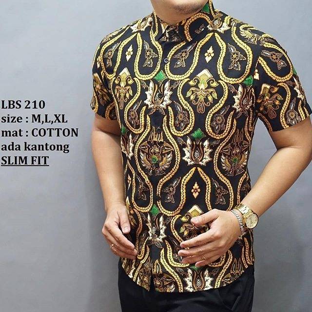 BAJU KEMEJA BATIK PRIA SLIM FIT MODERN LENGAN PENDEK SLIMFIT LBS 210