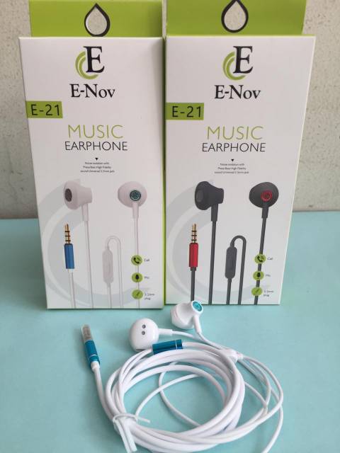 Headset E-Nov E-21 Handsfree ENov E21 Music Earphone Super Bass Stereo 3.5mm AUX Jack Universal