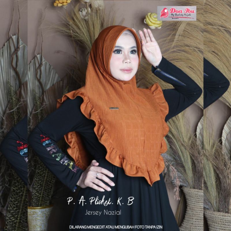 Jilbab doa ibu bergo ped antem plisket rempel oval jersey nazila