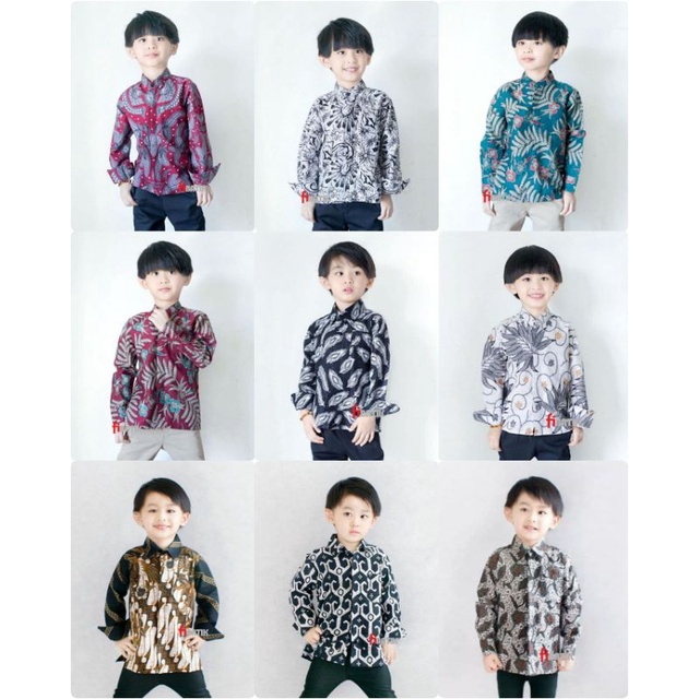 baju batik anak pria lengan panjang umur 2-13 tahun gratis ongkir cod batik