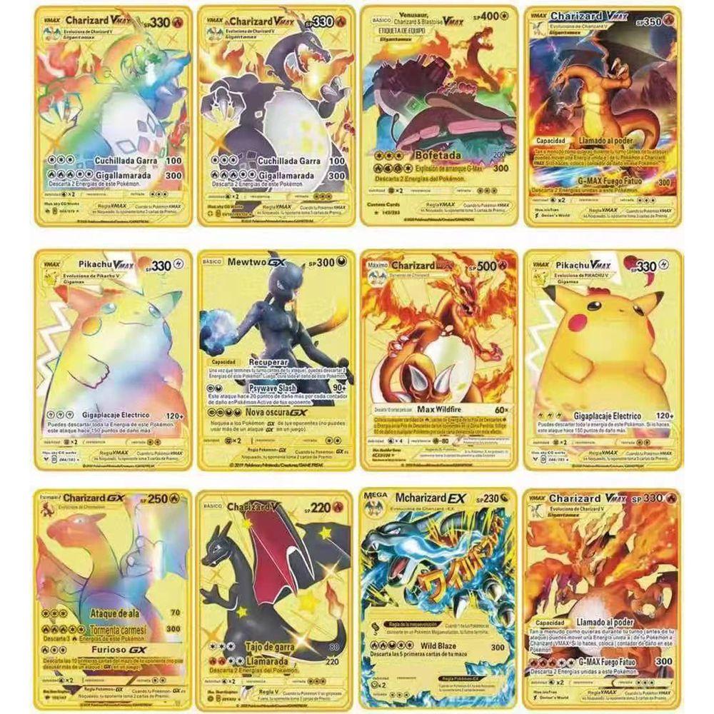 Nickolas1 Kartu Pokemon Hadiah Ulang Tahun Permainan Mainan Anak Charizard Versi Inggris Limited Pikachu Golden Card