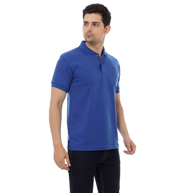 BlueButton Classic Men Embroidery PoloShirt Biru