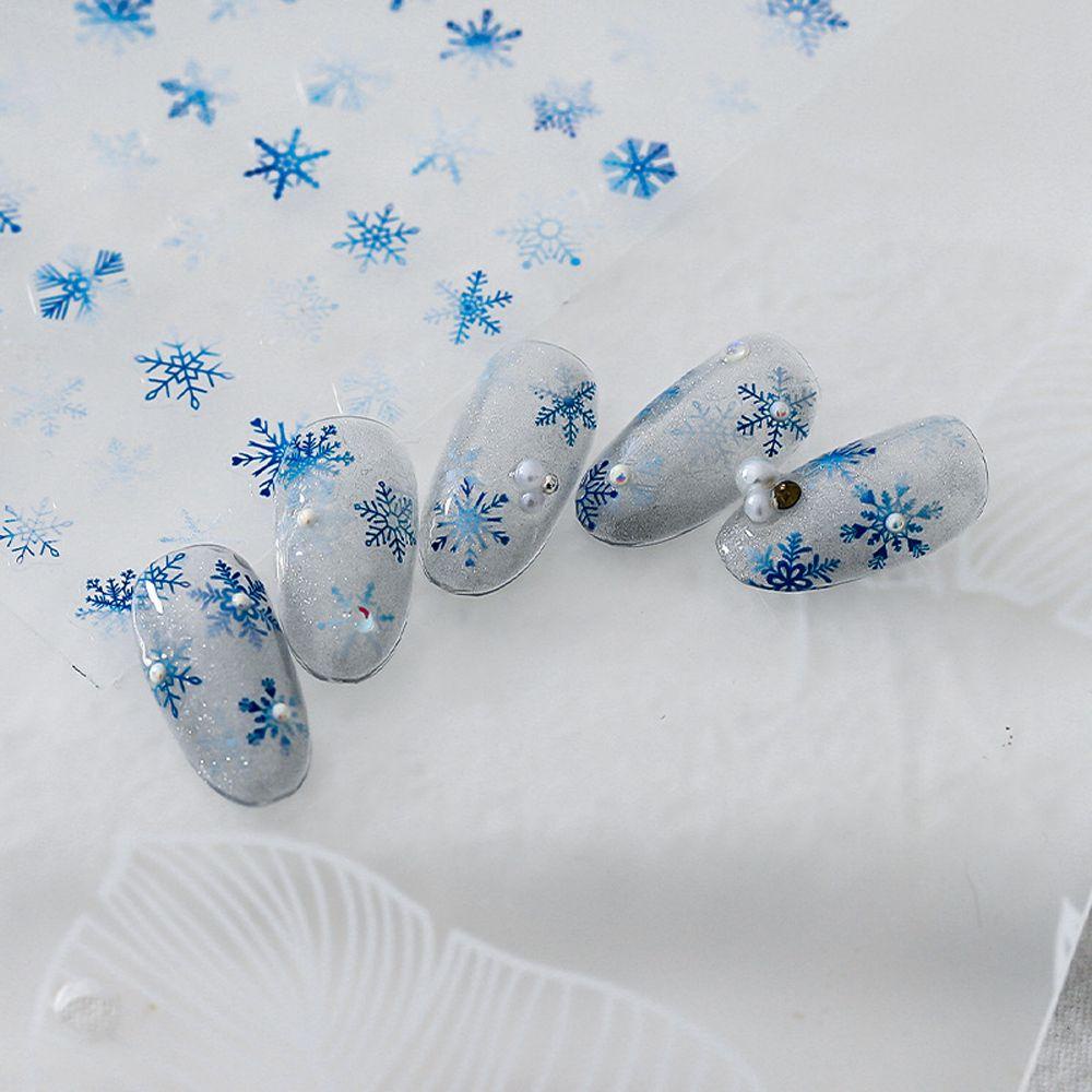 Mxbeauty Stiker Kuku Motif Snowflakes 5D Warna Putih Untuk Musim Dingin