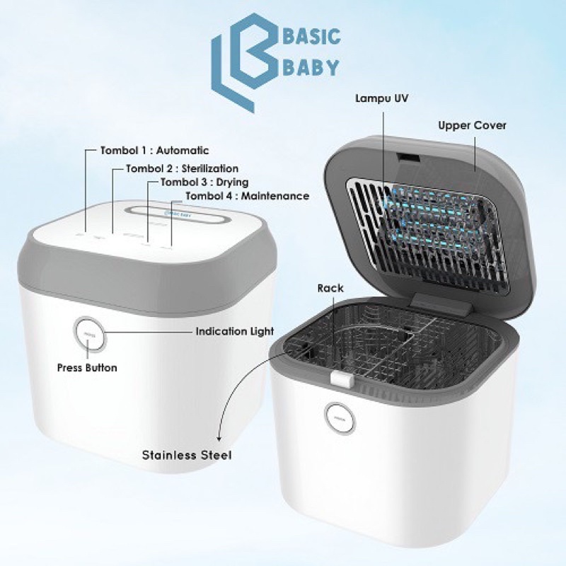 Basic Baby 4in1 UV Multi Function Sterilizer Box - Mesin steril perlangkapan bayi