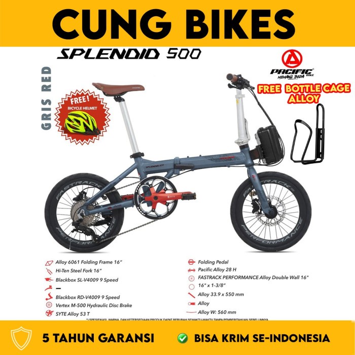 PACIFIC BIKE SEPEDA LIPAT 16 INCH FOLDING BIKE SPLENDID 500 9 SPEED