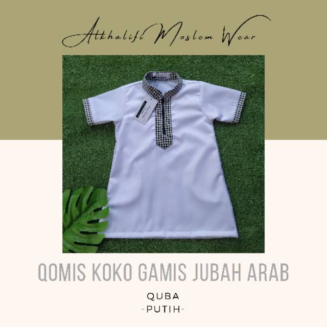 Terbaru - Qomis Koko Gamis Jubah Arab QUBA PUTIH LIST KOTAK - Koko bayi aqiqah by Alkhalifi