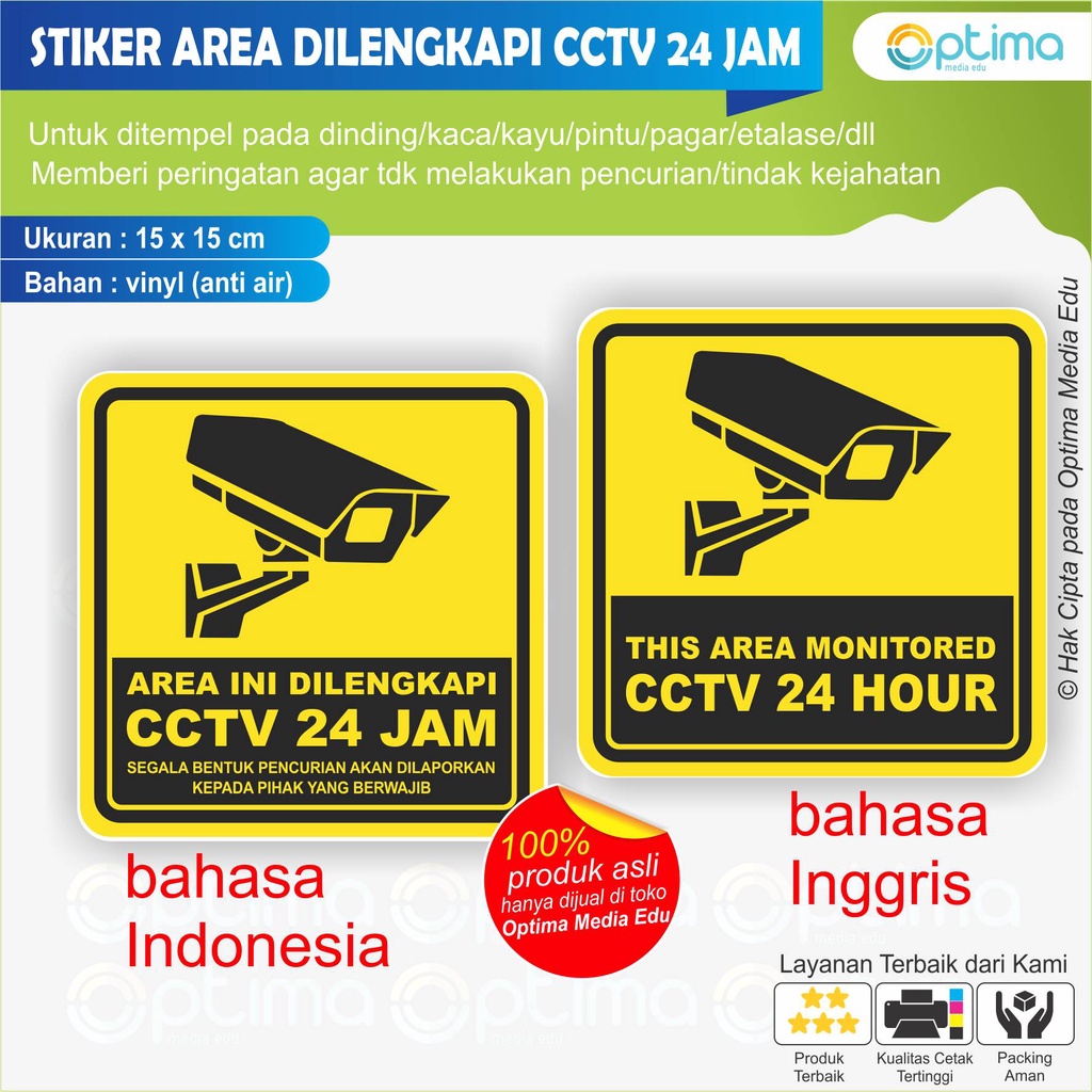 

STICKER WARNING CCTV (Tempel pintu/jendela)