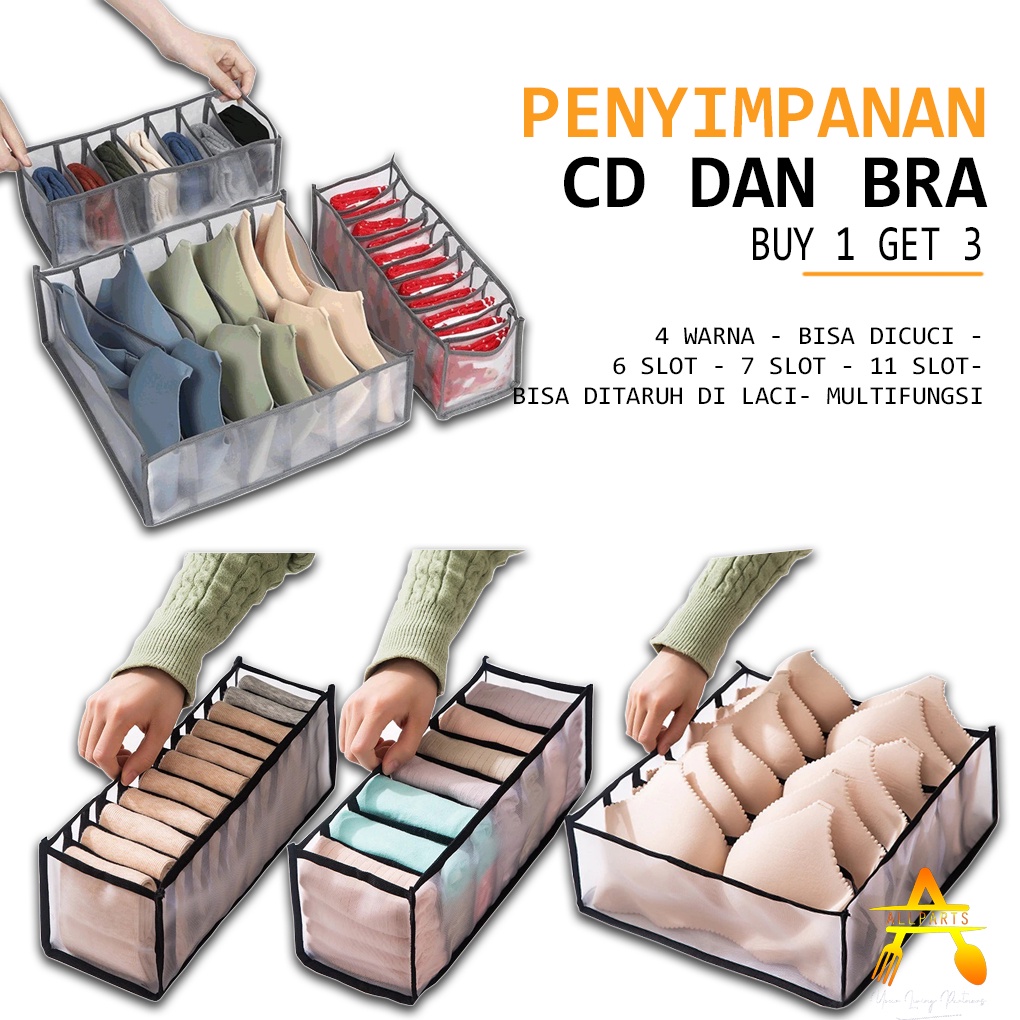 Organizer Storage Lemari Pakaian Pouch Penyimpanan Celana Dalam Wadah Kaos Kaki 3in1 1153