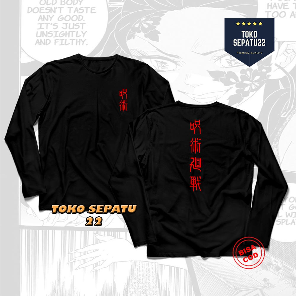 Kaos Anime Lengan Panjang Jujutsu Kanji Jepang Kaos Anime Jujutsu Kaisen Kaos Longsleeve Pria Baju W