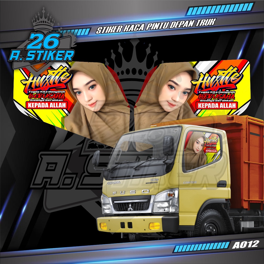 Stiker Decal Kaca Pintu All Truck Canter, Ragasa, Umplung, Giga, Dyna, Elf Macan Dll Custom Bisa Req