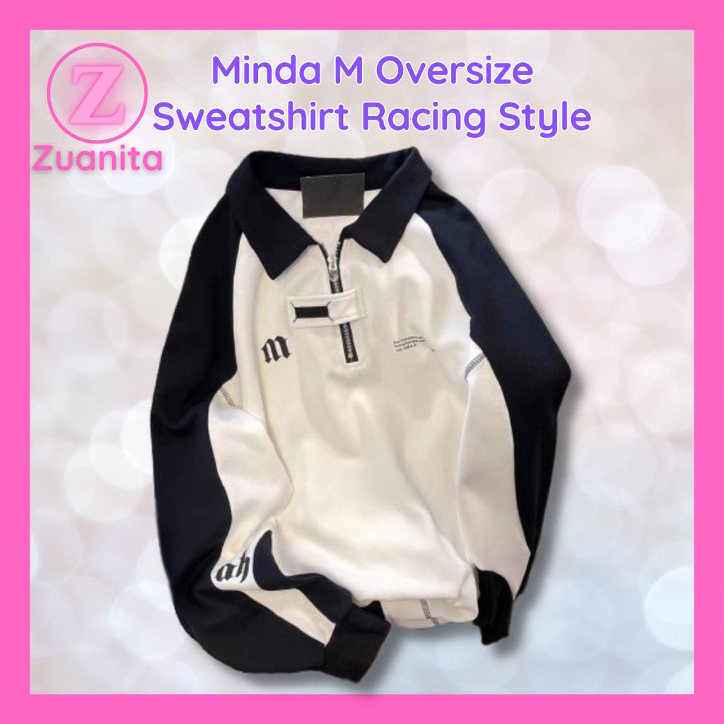 Sweater Wanita Pria Mingda M Oversize Sweatshirt Switer Zipper Gaya Racing Street Style Unisex