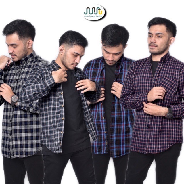 Baju kemeja Pria lengan panjang kemeja planel pria lengan panjang