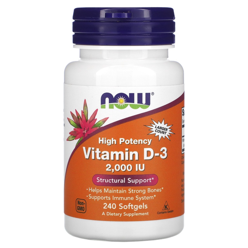 NOW FOODS Vitamin D3 1000 2000 5000 10000 IU / 120 180 240 360 Softgels