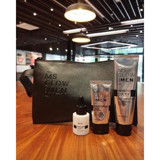 MsGlow For MEN paket basic isi 3 free pouch