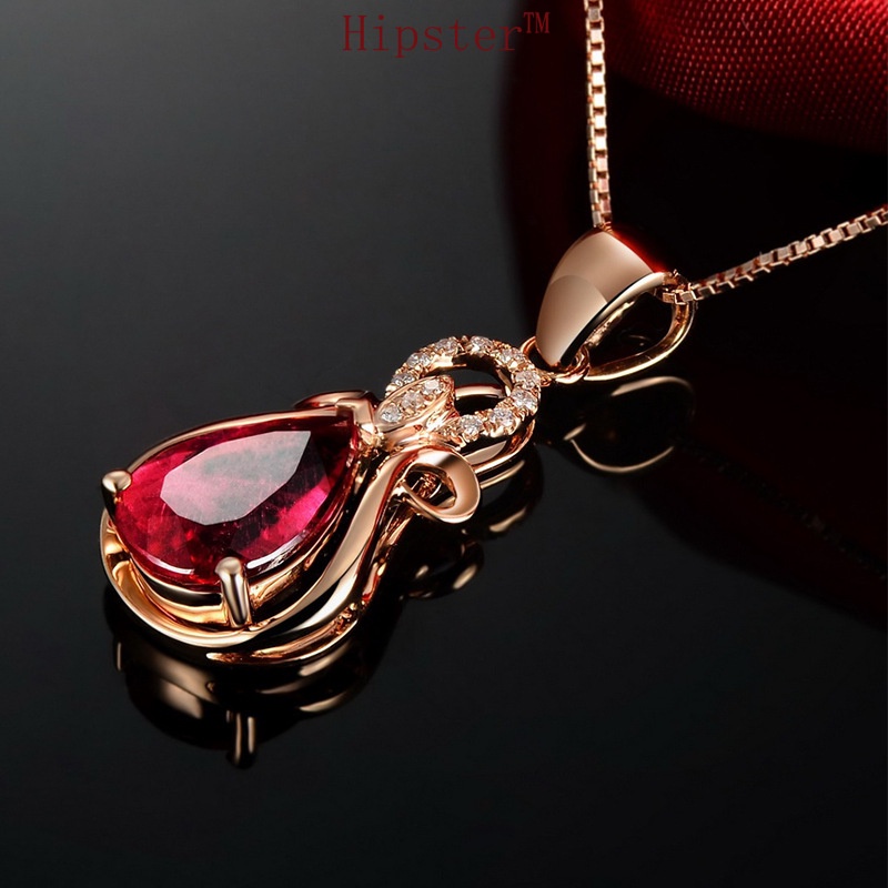 New Hot Sale Classic Rose Gold Moissanite Colored Gems Pendant Beautiful Retro Elegant Necklace