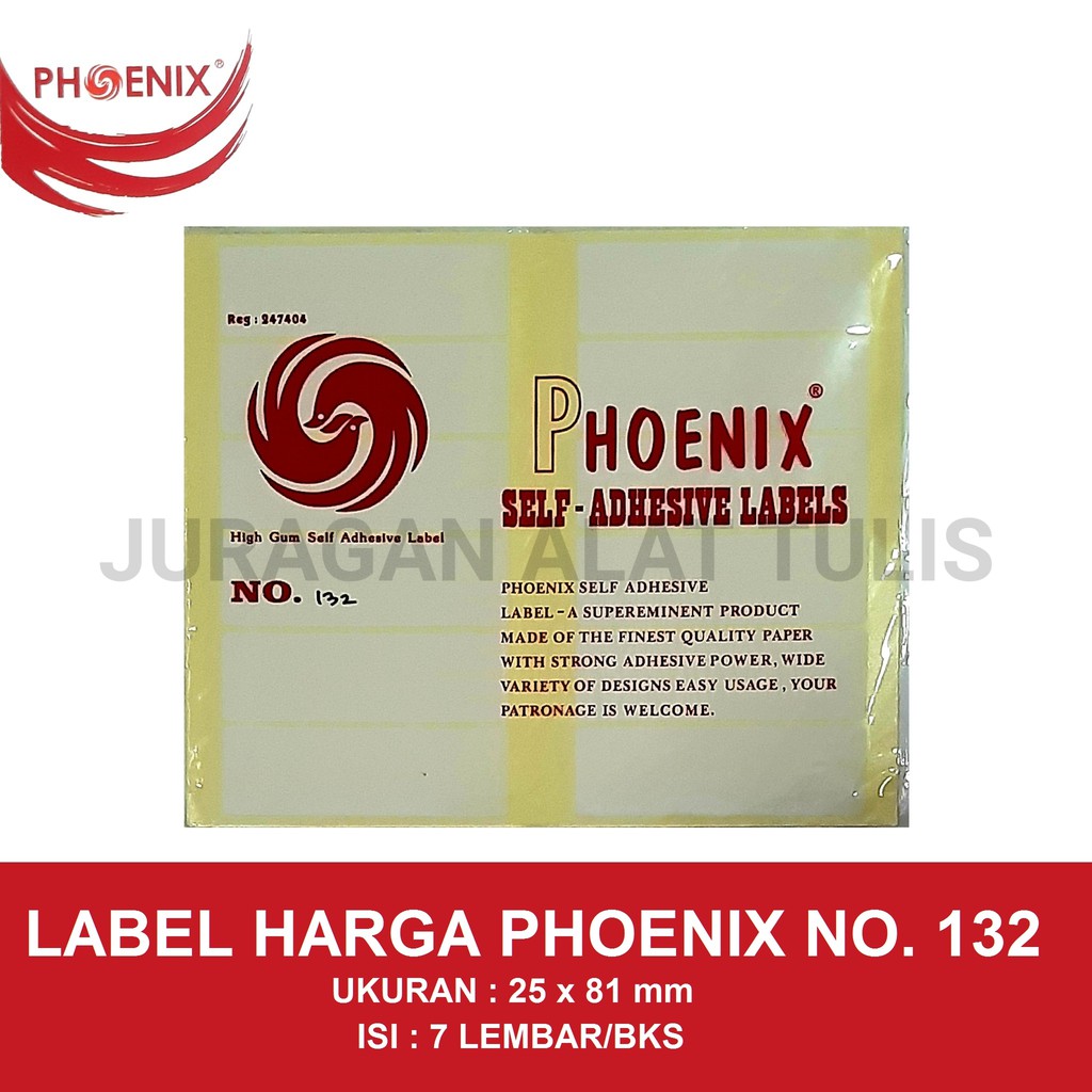 

LABEL HARGA / PRICE LABEL PHOENIX NO. 132