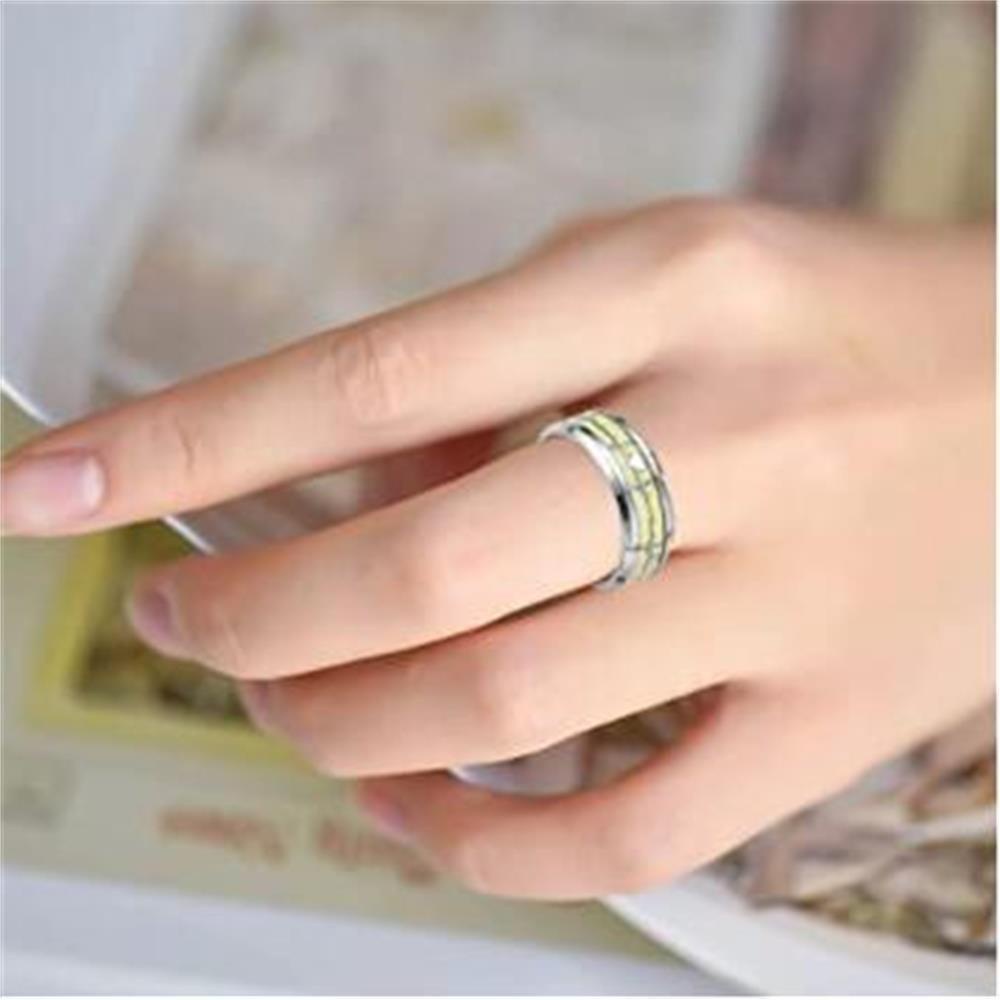 Lily Dark Luminous Ring Perhiasan Pernikahan Stainless Steel Hadiah Hari Valentine Cincin Bercahaya