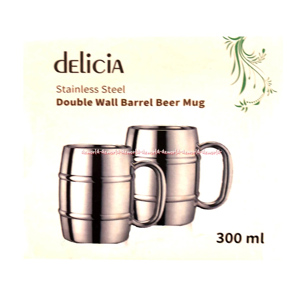 Delicia Stainless Stell Double Wall Barrel Mug 300mL Gelas Tempat Minum Stainless Steal Delisia Barel