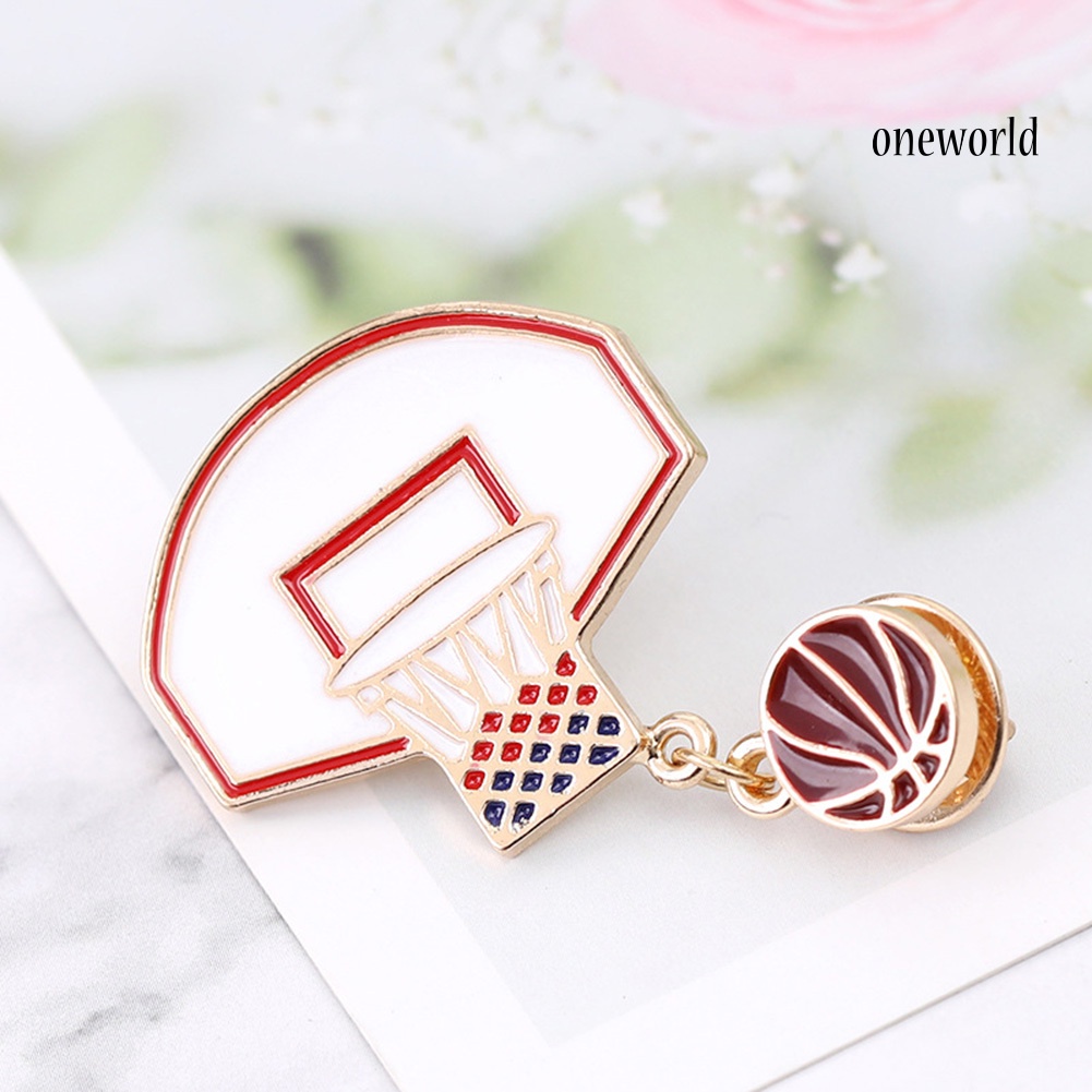 OW@ Fashion Basketball Ball Alloy Brooch Pin Scarf Clothes Badge Decor Jewelry