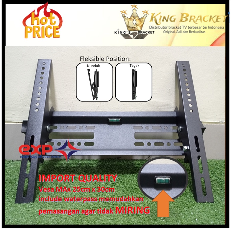 Bracket TV REALME 21&quot; s/d 43&quot; waterpass GARANSI 100% COCOK!!! IMPORT QUALITY