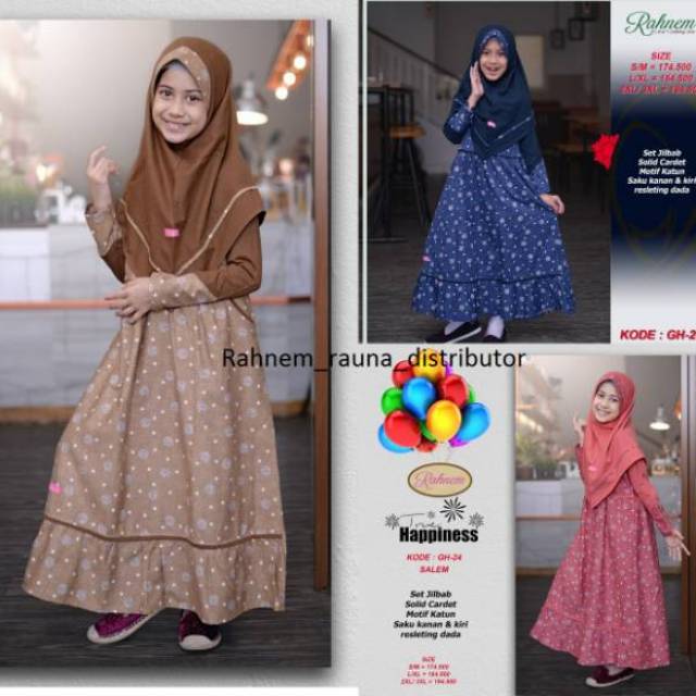 gamis rahnem couple gm gh 24/ gamis ibu dan anak/ gamis katun/ gami polkadot
