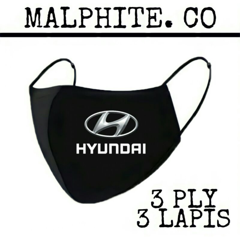 Masker Kain 3 Lapis 3 Ply Motif Logo Gambar Mobil Hyundai Ulsan Supercar 3ply Otomotif Earloop Murah