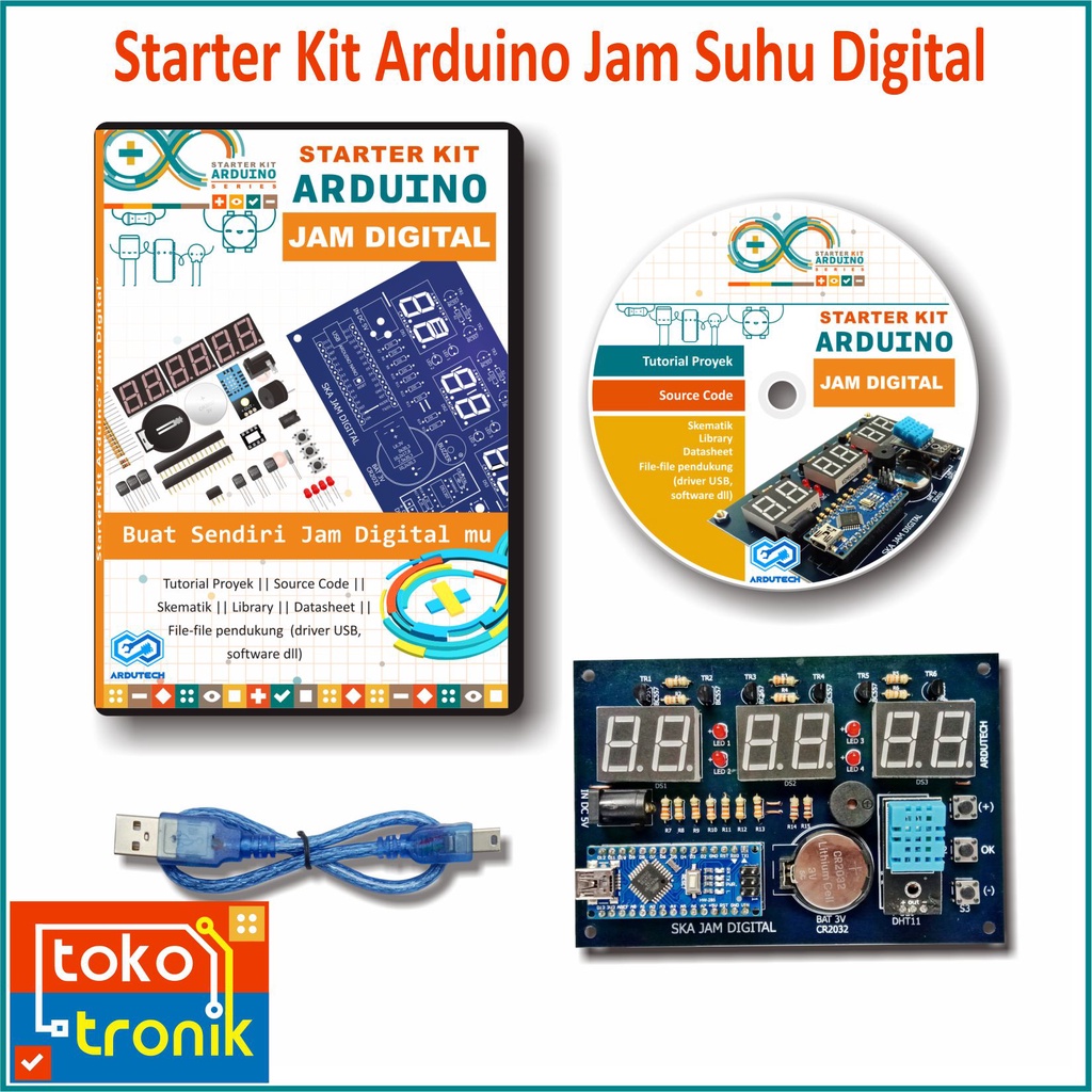 Starter Kit Arduino Jam Suhu Kelembaban Digital