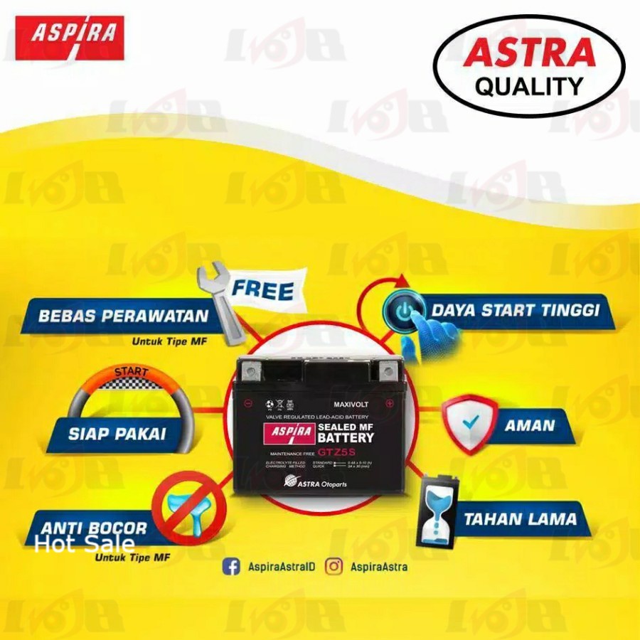 Aspira GTZ6V Aki Maintenance Free Motor Honda Vario 150 125 CBR 150 Accu Kering MF