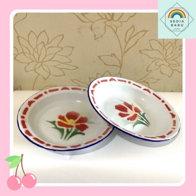 Piring Seng Piring Jadul Piring enamel Piring seng kaleng 12 pcs