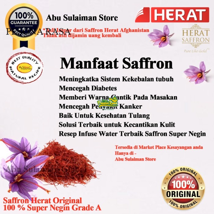 

PROMO!! Saffron Afghanistan Herat Premium Super Negin Grade A Per Helai