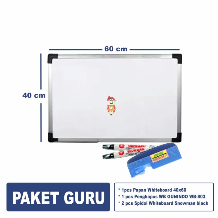 

Paket 1Pcs Papan Wb 40X60Cm + 2 Pcs Spidol Wb + 1 Pcs Penghapus Wb